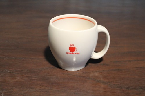 STARBUCKS Abbey White And Red Logo - Coffee Mug - Year 2004