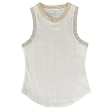 Wishlist Minimalist Neutral White Casual Soft Stretch Ribbed Racerback Tank Top