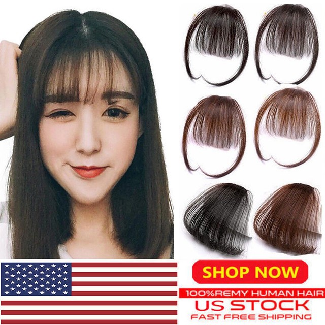 NEW Thin MINI Air Bangs Human Hair Extension Clip In ...
