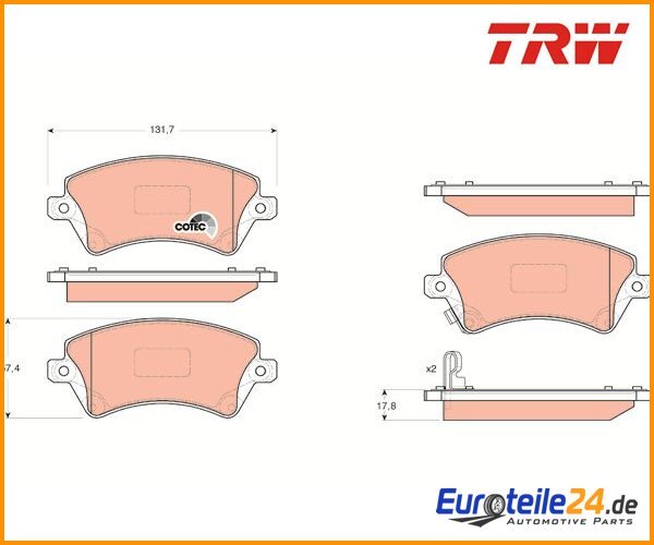 Bremsbelagsatz, Scheibenbremse Cotec Trw GDB3288 FüR Toyota-image
