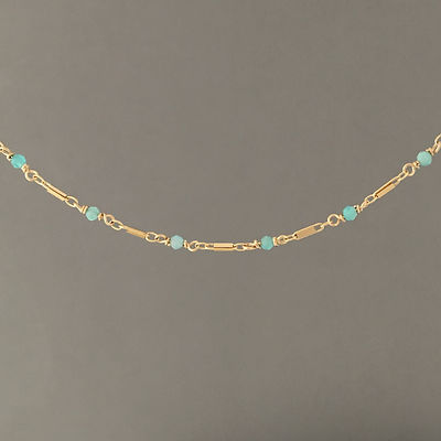 Amazonite Gold Bar Choker Necklace also in Sterling Silver