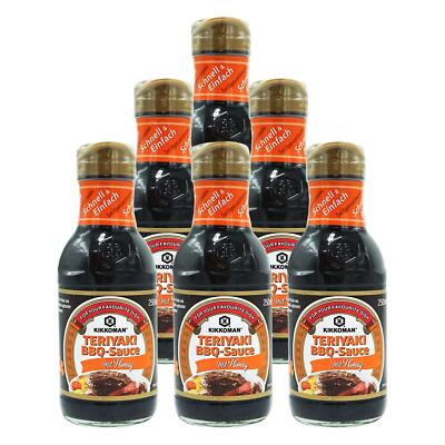 Kikkoman Teriyaki Sauce BBQ mit Honig 6x250ml Teriyaki Sosse Teriyaki Marinade