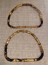 Vtg Bamboo Rattan Hobo Hippie Purse Bag Handles Craft 5 T x 7 W