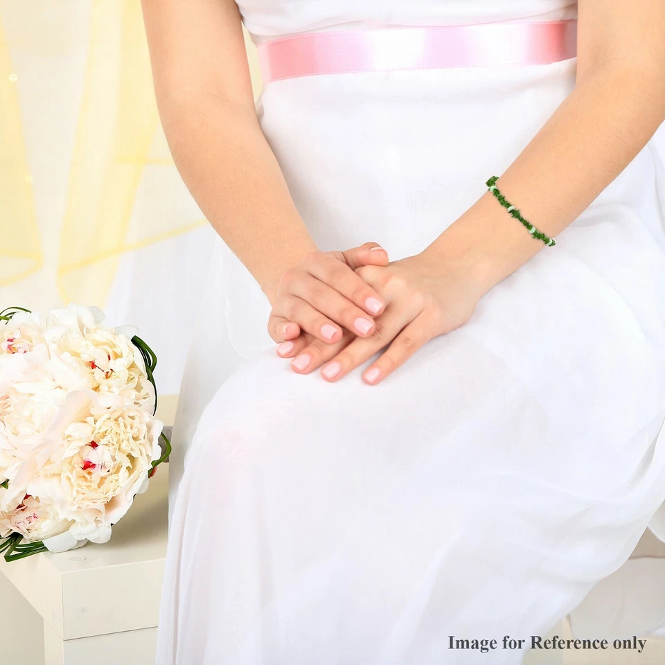 Brazalete Bolo 17,75ctw Cromo Natural Diópsido y Ópalo Verde Chapado en Rodio Foto 2 de 4