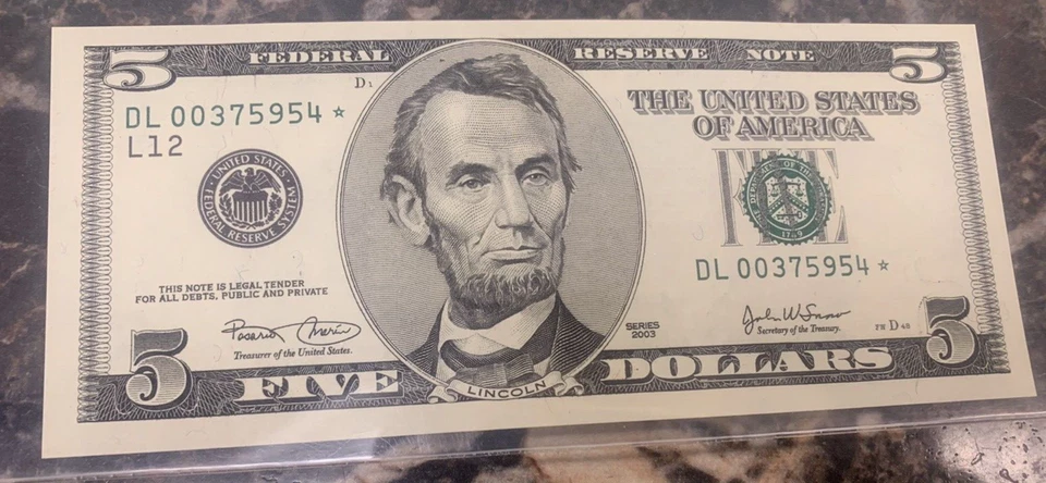 2001 $5 Federal Reserve STAR Note ~ PCGS 65 PPQ ~ Fr# 1990-L* ~ San Francisco - Image 2 of 4