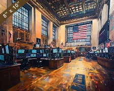 NYSE trading floor with historical significance oil painting 8x10 Print