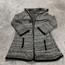 Willow Coat Womens Small Black White Open Poackets Collared Made In Usa Ladies