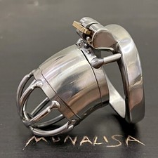 Stainless Steel Male Chastity Device Short Cage for Men Metal Locking Belt 112-1