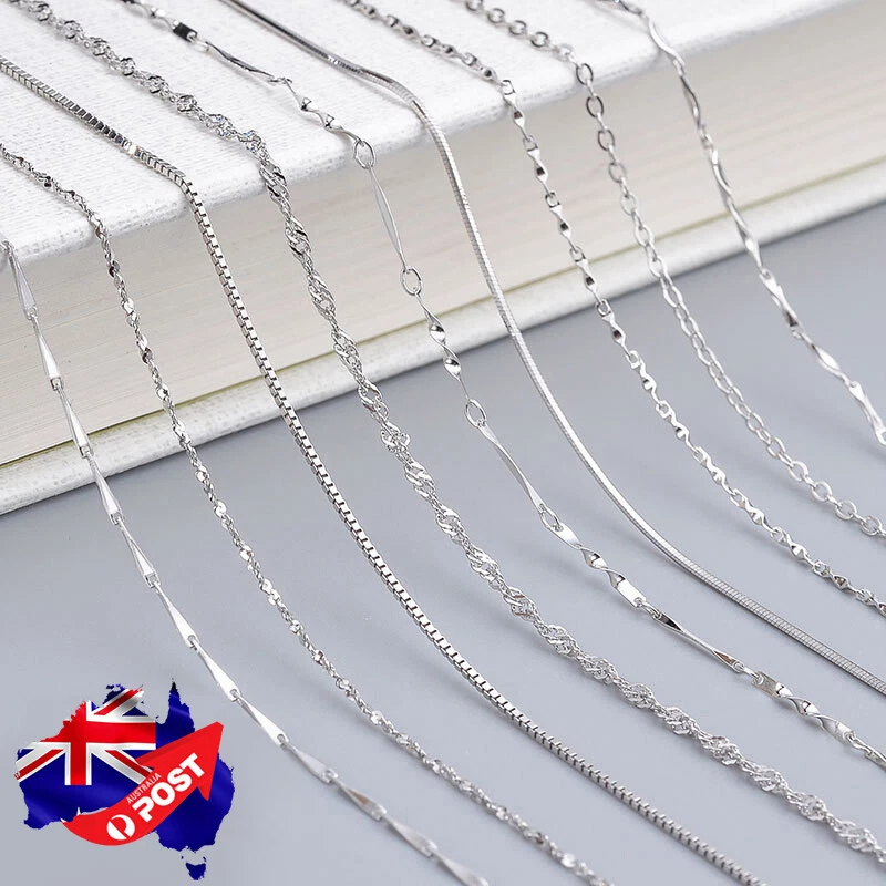 Wholesale Real 925 Sterling Silver Necklace Chains For Pendants Jewelry  16-24