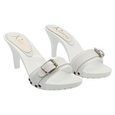 Zoccoli da donna in Pelle & Tacco 9 cm - MY6444 BIANCO
