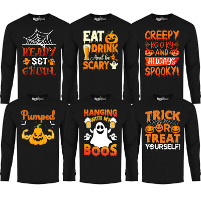 Men's Creepy Scary Halloween Long Sleeve Shirt