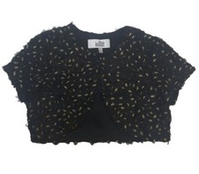 BADGLEY MISCHKA Girl's Black Floral Embroidered Bolero 58442400 NWT