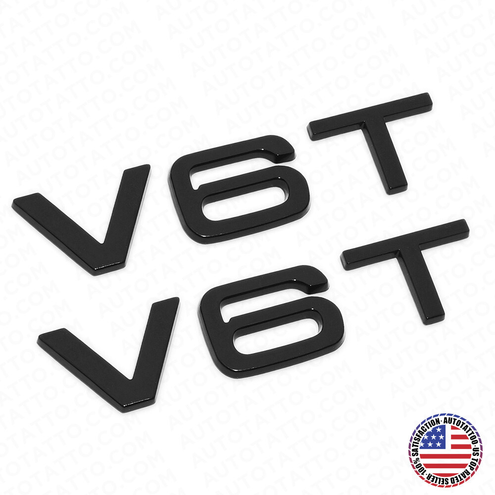 Audi Gloss Black V6T Side Fender Marker Letter Nameplate Emblem Badge Sport