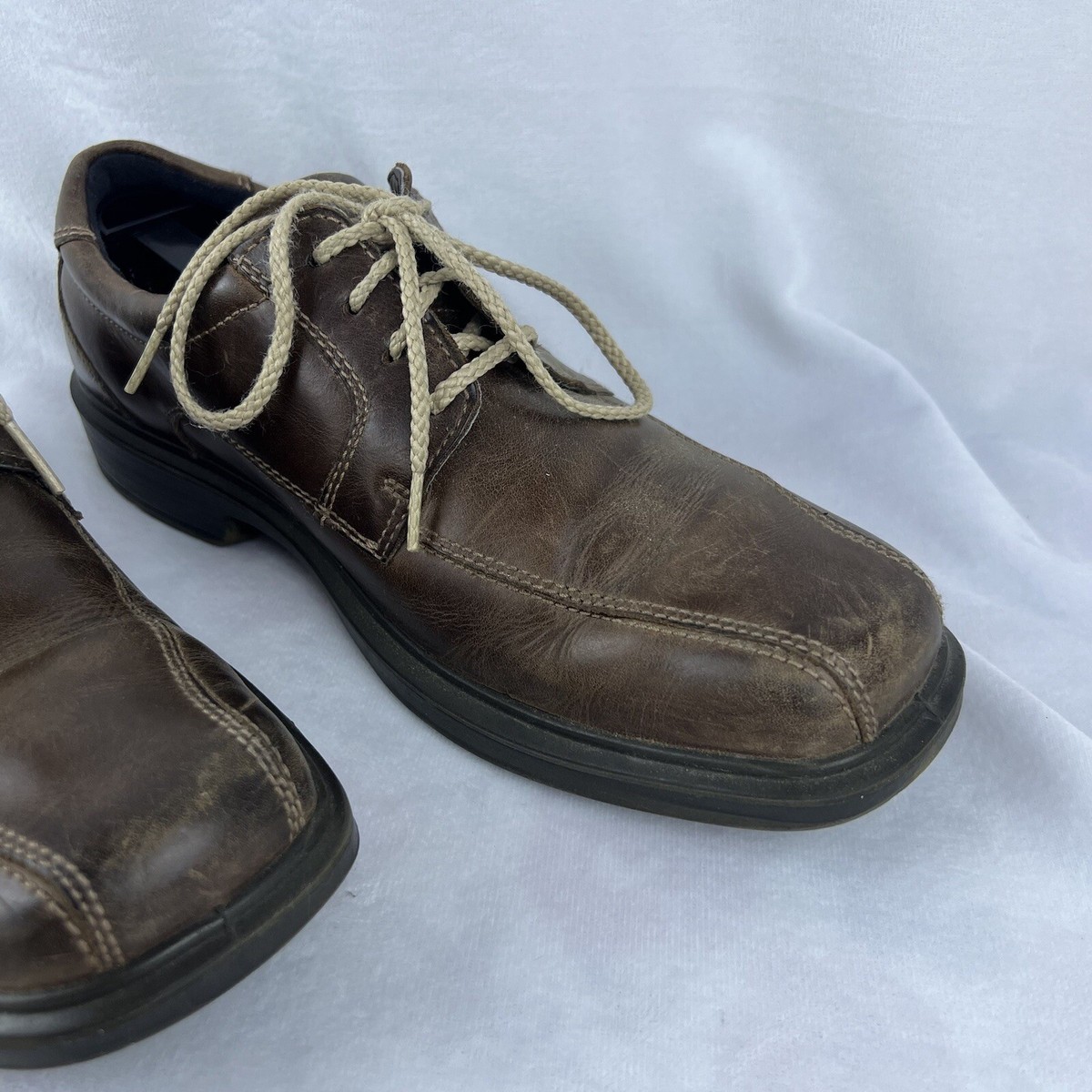 MENS ECCO BROWN DRESS SHOES Sz 7.5 41 LEATHER OXFORD GREAT 