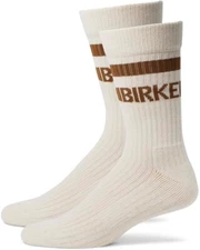 NEW BIRKENSTOCK STRIPE CREW Tennis Socks M12- M14 Brown /Cream