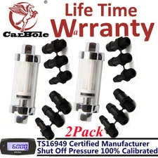 2Pcs Universal 1/4" 5/16" 3/8" Chrome Glass Reusable Washable Petrol Fuel Filter