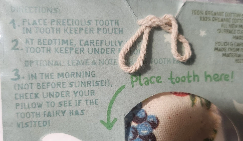 Almohada de hadas de dientes DINO Jack N' Jill guardián de dientes algodón orgánico NUEVO Foto 4 de 4