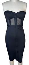 Nasty Gal Bodycon Nylon Mesh Black Strapless Mini Dress
