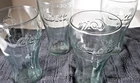 4 Coke Glasses Genuine Coca-Cola 16oz Green Large 6.5" Tall Glass Cup Vintage