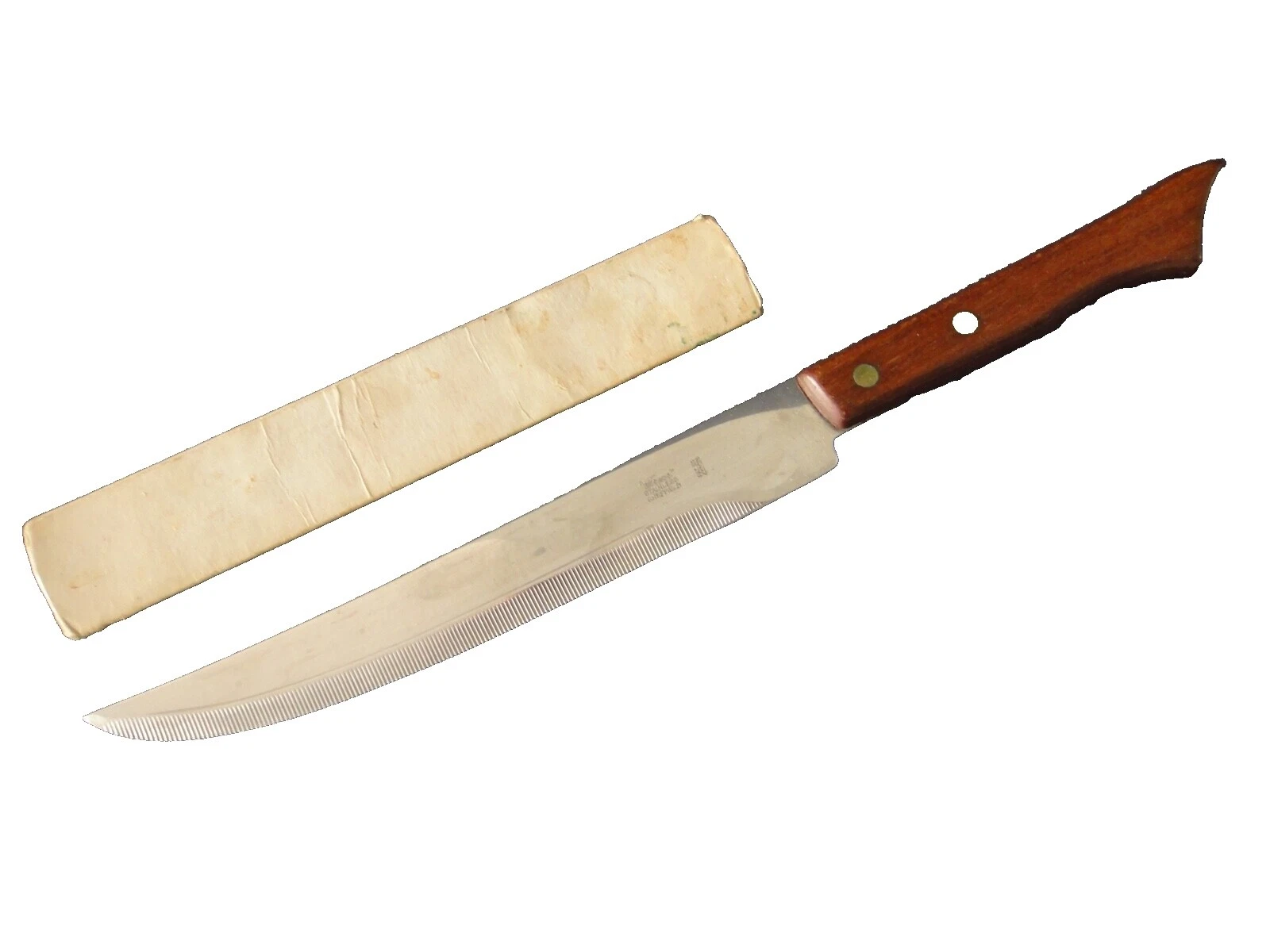 Stainless Steel Blade Wood Handle Serrated Collectible Vintage Fixed Blade Knives