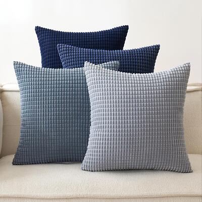 EMEMA Kordsamt Kissenbezug 4er Set 45x45 cm Dunkelblau Sofa Dekokissen