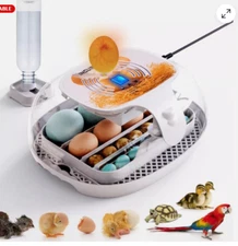 Egg Incubator with Humidity Display,LED Egg Candler,Automatic Egg Turner