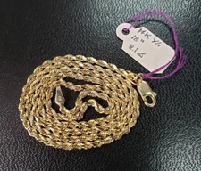 14k Yellow Gold Vintage Rope Chain 18" Length Lobster Lock 2.50mm Width 8.1 Gram