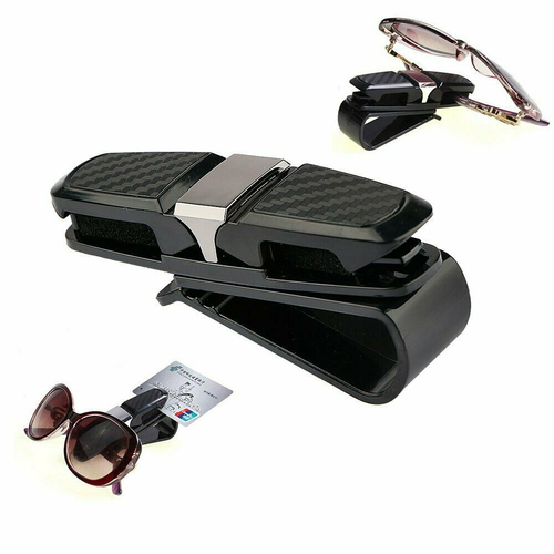 2-Pack Universal Car Sun Visor Glasses Clip – Carbon Fiber Look – Holds Sunglasses & Cards