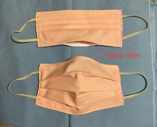 Two Handmade Double Layer Cotton Fabric Face Masks W/ Nose Wire Filter Pocket