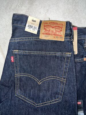 Levi's Men's 505 Regular Fit Non Stretch Jeans - Rinse, Dark Wash