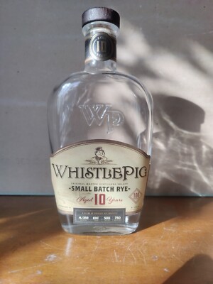 Whistle Pig Whiskey Small Batch Rye Aged 10 Year Empty Bottle, 750 ml