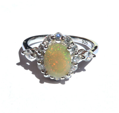 Bague en opale de feu, Argent 925 Fire opal ring, sterling silver