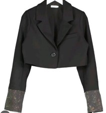 Sla The Label Thea Diamante Cuff Cropped Blazer Size Xl Uk 16 Eras Tour Taylor