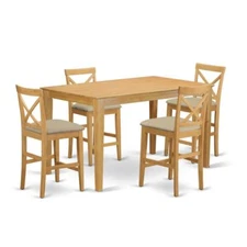 CAPB5H-OAK-C 5 Pc counter height Dining room set-pub Table and 4 bar stools...