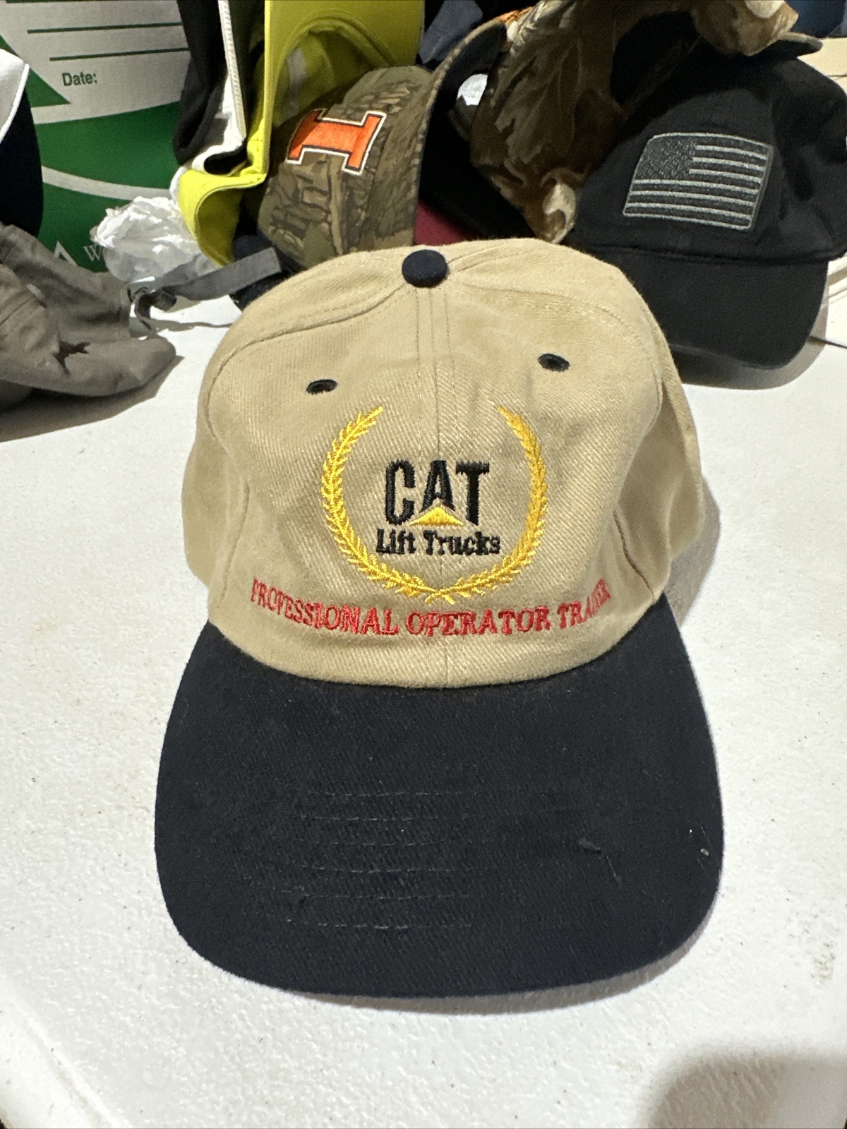 CAT Operator Trainer Hat Cap Strap Back Brown One… - image 1