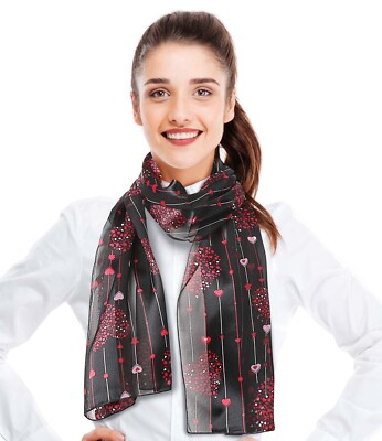 Heart in Heart Valentine Day Theme Prints 13'' x 60''  Fashion Scarf Silk Feeling