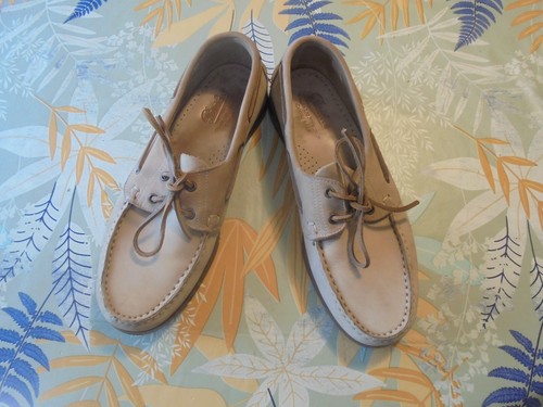 Mocassins Bateau PARABOOT En Nubuck Beige - Taille 39 FR / 6 UK - Fabriqués En France - Occasion Bon État