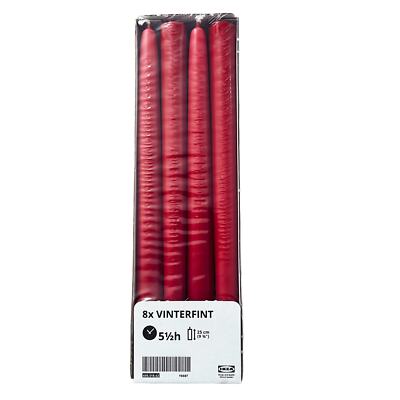 IKEA VINTERFINT 2023 Red Unscented 9 3/4'' Taper Candles Pack of 8