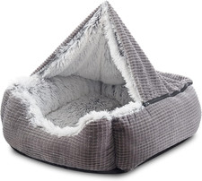 Dog Beds for Large Medium Small Dogs, Rectangle Cave Hooded Blanket Puppy Bed, L
