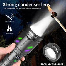 Super Laser White LED Flashlight Torch USB Rechargeable Zoomable Burning Light