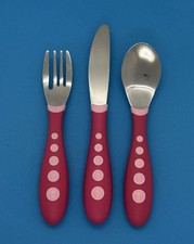 Gerber Lil' Trainer 3-Piece Set Toddler Stainless Flatware Fork Knife Spoon VGC