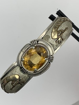 Vintage Wes Craig Navajo Sterling Silver 12k GF Citrine Bracelet