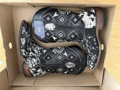Rock'em Men's Western Boots Pony Hair Speckled Black/White US Size 9