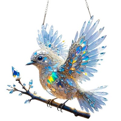 Stained Acrylic Birds Window Hangings,Stained Acrylic Birds on Branch