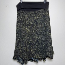 VTG 90s Women Whimsigoth Reversible Skirt XL Black Green Floral Paisley Fairy