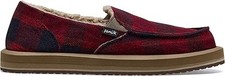 Nwt Sanuk Donna ST Chill Red Black Buffalo Checker Plaid Comfy Slippers Women 7