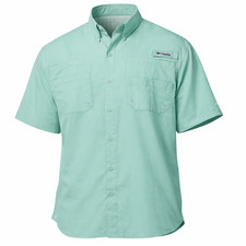 Columbia Tamiami II SS Shirt Mens Misty Jade PFG Fishing Button Down - Size S