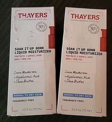 (2) Thayers Soak It Up 80HR Liquid Moisturizer 2.5oz
