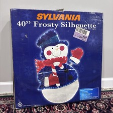VTG Rare Sylvania 40” Frosty The Snowman Silhouette W Mini Lights Christmas Deco