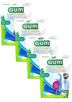 4x GUM Easy Flosser Zahnseide - Zahnseide mit Halter a 30 Stück - Sticks